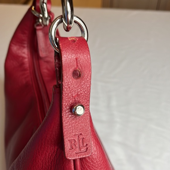 Ralph Lauren red sexy Jackie hobo shoulder bag all new-buck buttery leather zip - Picture 8 of 13